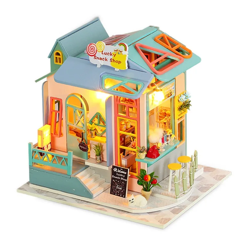 (estilo 2) Kit De Mini Casa De Madera Para Armar - Modelo De Rompecabezas 3d