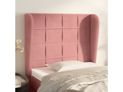 Cabecero Con Orejas De Terciopelo Rosa 103x23x118/128 Cm