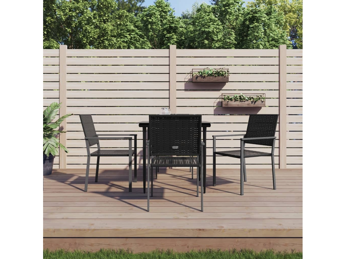 Juego de comedor de jardín de 5 piezas, mimbre, acero, Dkd Home Decor