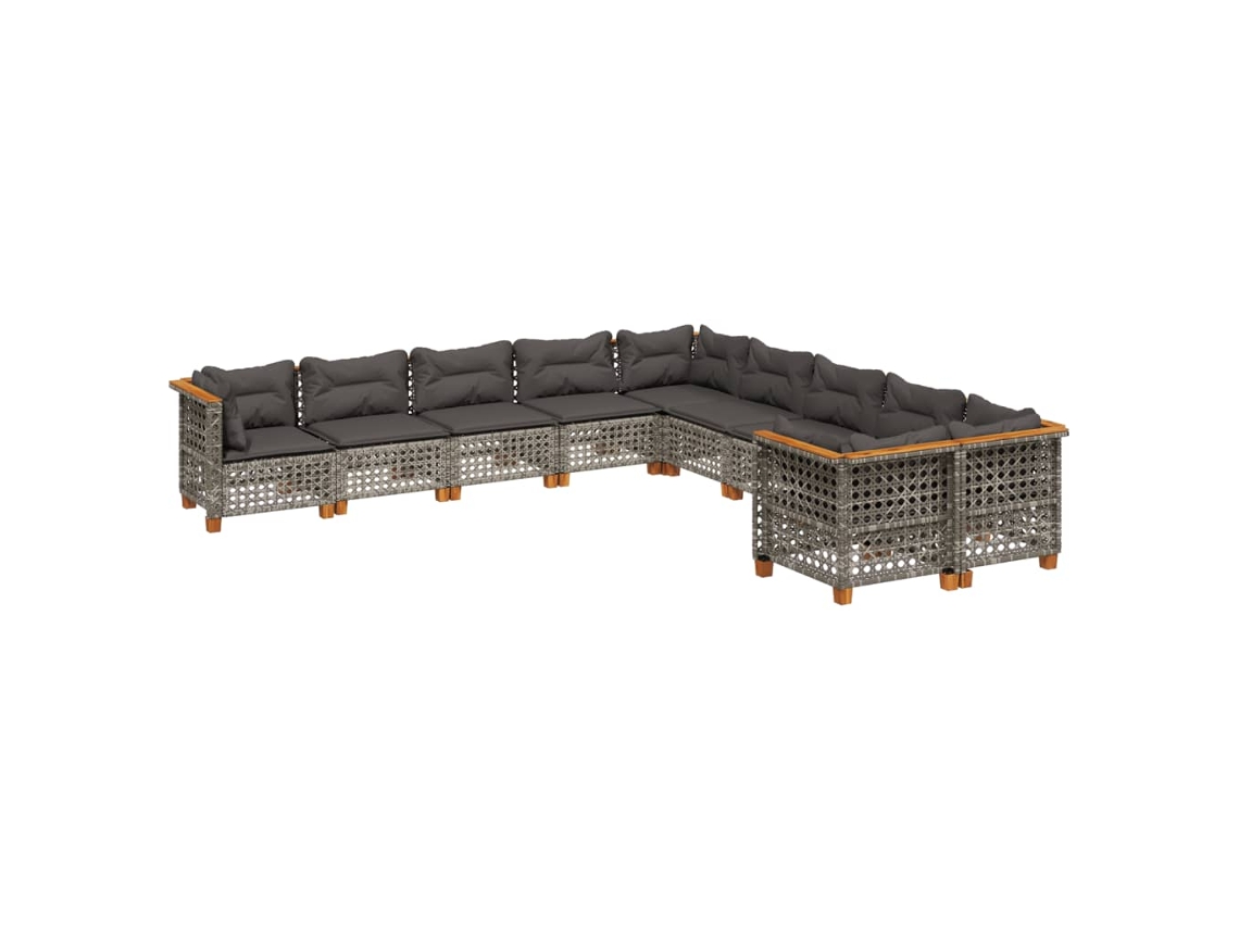 Maison Exclusive - Set De Sofás De Jardín 10 Pzas Con Cojines Ratán Sintético Gris
