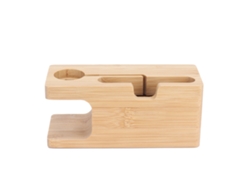 Soporte De Carga De Bambú Para Teléfonos Móviles Y Relojes Con Estante De Almacenamiento Para Sala De Estar Y Dormitorio.