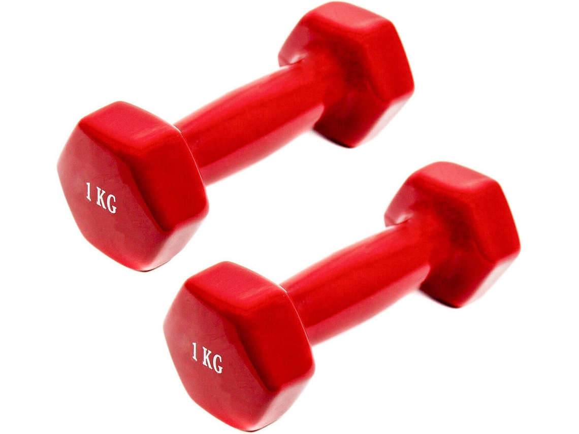 Mancuernas COSHANO Recubierta de Vinilo Rojo (1 Kg - 2 Unidades)