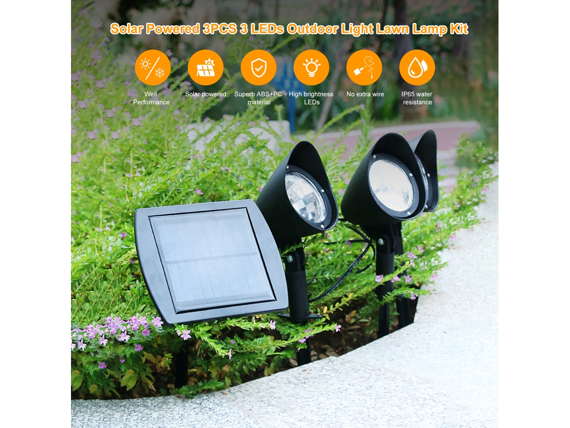 Juego De 3 Luces Solares Para Jardín Con 3 Led Ajustables, Clasificación Ip65, Para Decoración De Exteriores, Patio Y Jardín.