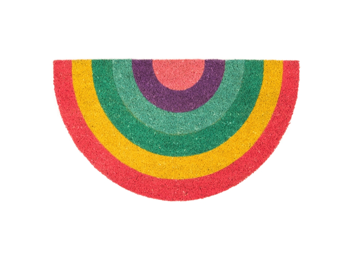 Felpudo exterior “arcoíris” de coco con base antideslizante de PVC Felpudo semicircular Medidas: 70 cm x 40  FISURA