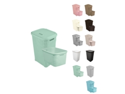 Cesto Ropa Sucia Pongotodo Con Tapa Y Asas | Cesta Colada Plástico Ratán | Cubo Ropa Sucia Ventilado | Baño Dormitorio | 38l/60l Verde Agua Set