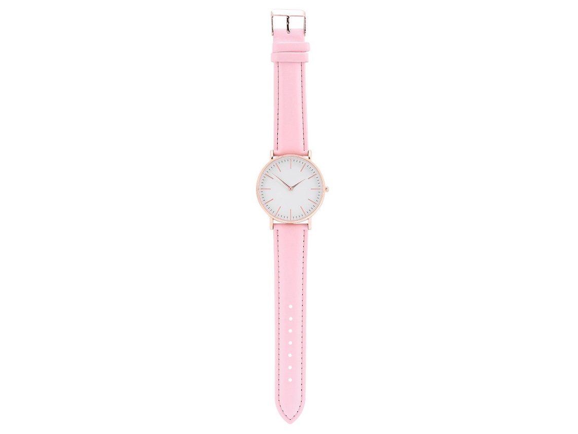 Reloj De Pulsera Analógico De Cuarzo Para Mujer Con Esfera Delgada Y Correa De Pu Rosa.