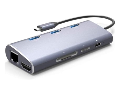 Hub Usb C 8 en 1 tipo C, adaptador multihub con red Hdmi 4K, Gigabit Ethernet, Usb 3,0, lector de tarjetas Sd/Tf, puerto de carga Pd para