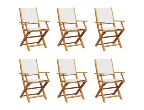 Conjunto 6 Silla De Jardín VIDAXL Blanco Madera