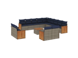 Maison Exclusive - Conjunto De Sofá De Jardín De 14 Piezas Con Cojines, Poliratán Gris
