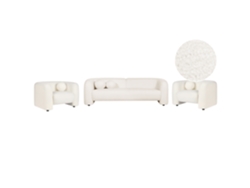 BELIANI Leiren Conjunto de Salón de Diseño Clásico de Bouclé Blanco 224X83X73
