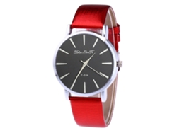 Reloj De Pulsera Unisex Para Parejas Con Correa De Aleación De Pu, Movimiento De Cuarzo, Diseño Sencillo Y Moderno (rojo)