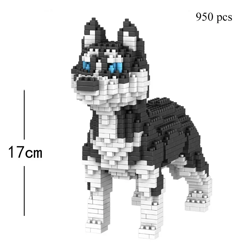 Juego de bloques de construcción con forma de perro en miniatura, ideal para niños, niñas y adultos principiantes.