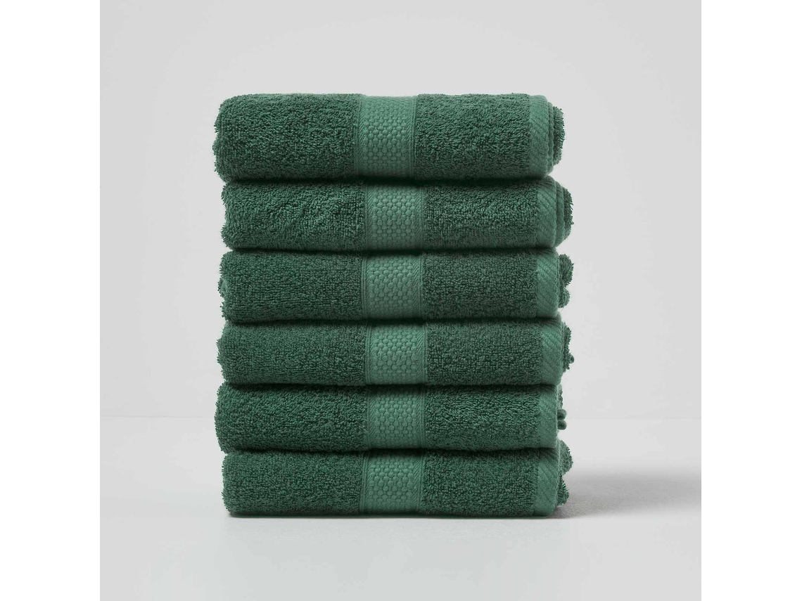Homescapes Turkish Cotton Hand Towel Set Of 6, Dark Green