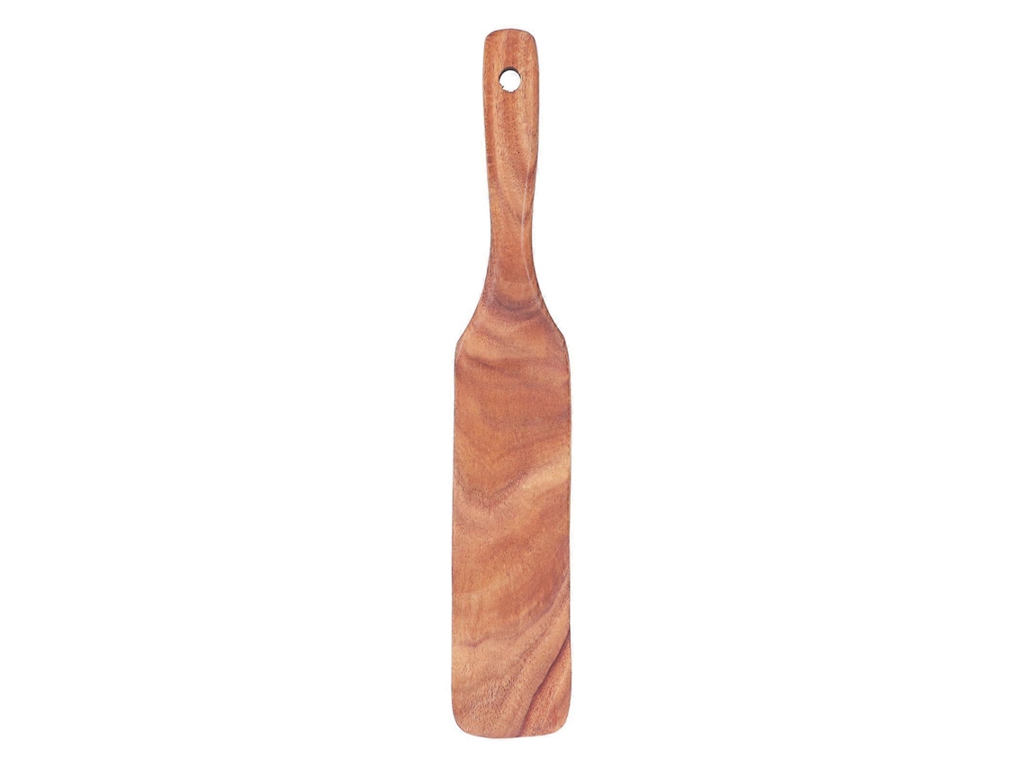 Espátula de teca de 10 x 1,5 pulgadas para filetes, pizza, ensaladas y frituras.