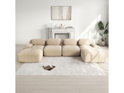 Sofá modular de 4 plazas en forma de U, no requiere montaje, pana transpirable, espuma 32D, brazos anchos, ergonómico y pet-friendly, color beige, marca Mobrio.