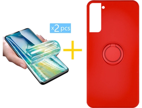 Carcasa + 2 Protectores de Pantalla para Samsung Galaxy S22 Plus 5G SKYHE Rojo