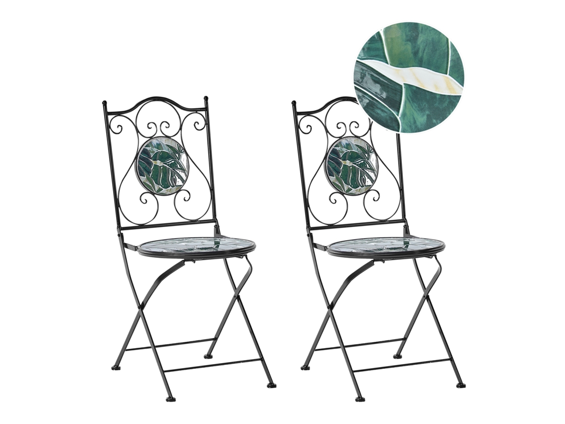 Silla de jardín BELIANI Cozzana de Hierro Negro 40x45x90