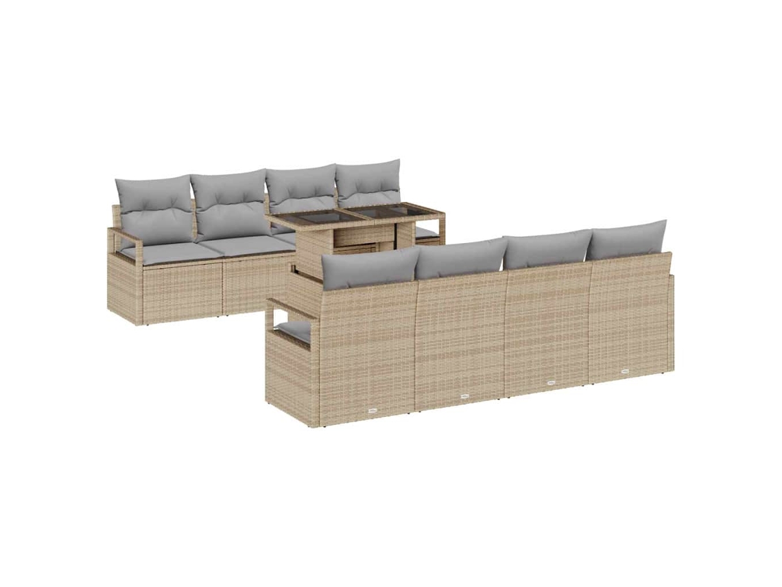 Maison Exclusive - Conjunto De Sofá De Jardín 9 Pcs Beige Y Gris Claro