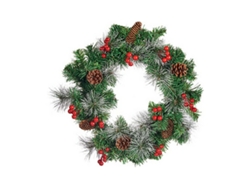 Corona de Navidad Frutos Vermelhos Vermelho Castanho Verde 38 X 14 X 38 cm