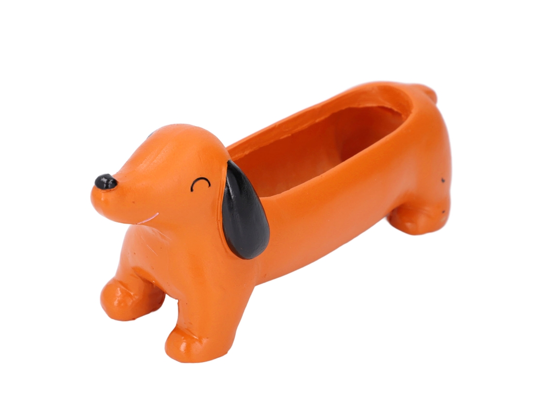 Vaso De Suculentas Dachshund De Resina Adorável Com Drenagem Eficiente Para Decoração