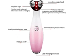 Masajeador facial y de ojos 3 en 1, antiarrugas, antiedad, reafirmante y lifting eléctrico, color rosa, Yunzii