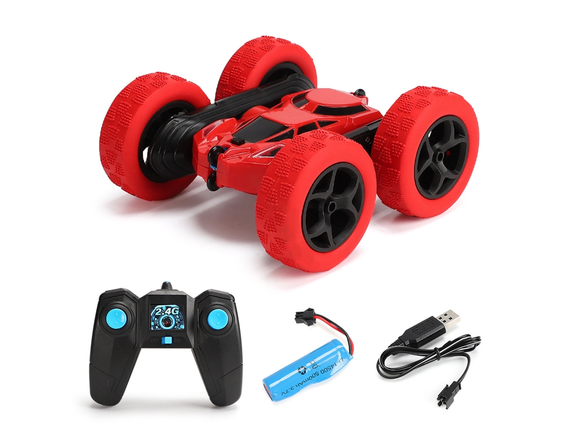 Ats-coche De Stunt Control Remoto Doble Cara 360° Flip Luces Duales 50m Rango 2.4ghz 4wd Rojo Juguete Rc