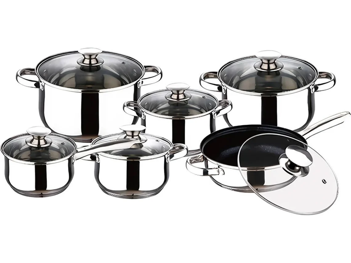 Batería de Cocina de Acero Inoxidable KLACK Royal Swiss (12 piezas)