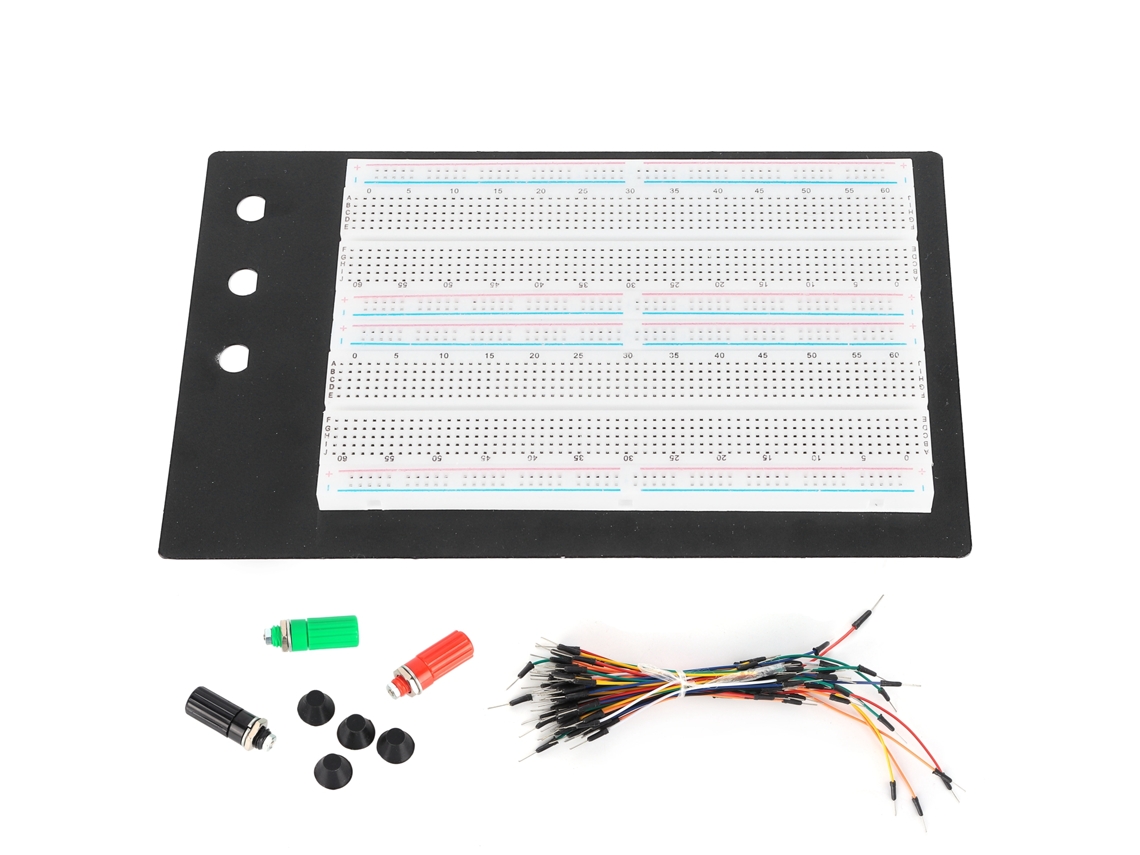 Placa De Prototipado Sin Soldadura Con 1660 Puntos, 65 Cables Puente Y 3 Pines De Conexión Para Circuitos Diy.