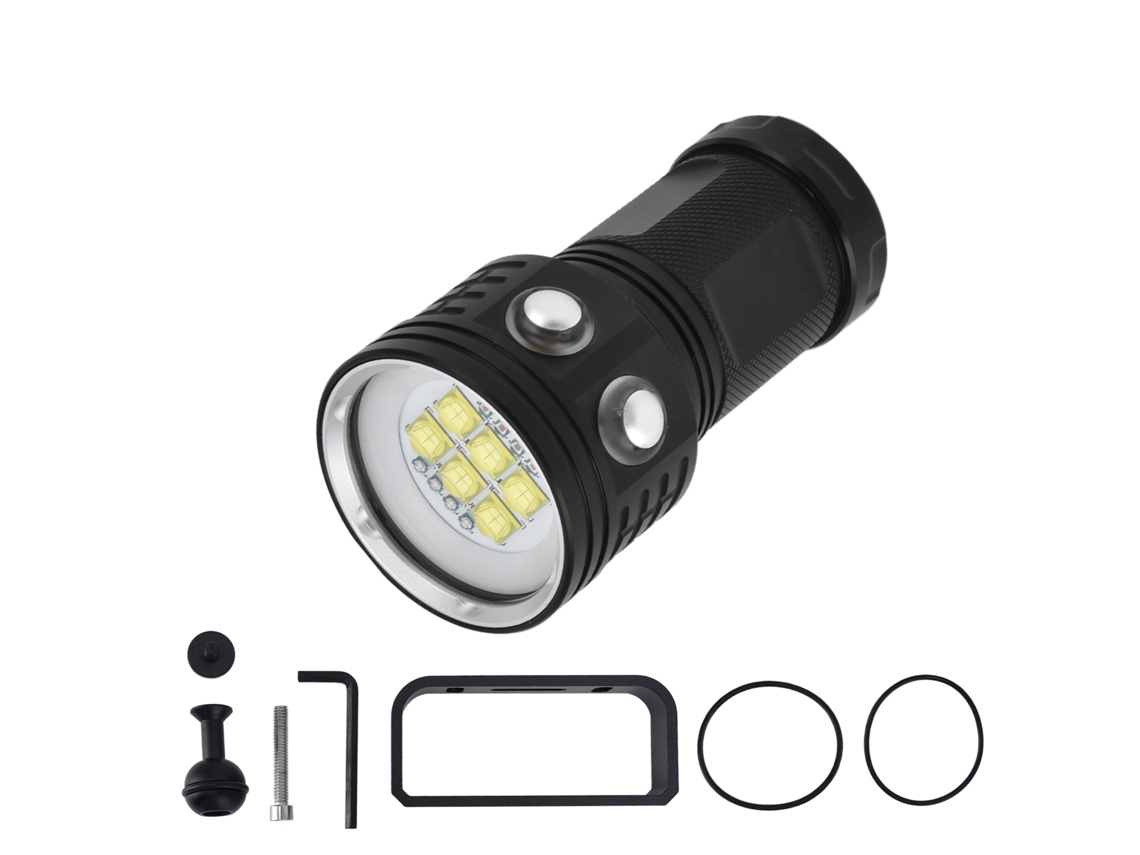 Bj-lanterna De Mergulho 14led Ipx8 Impermeável 3 Cores 7 Modos Portátil 100m Para Fotografia Submarina