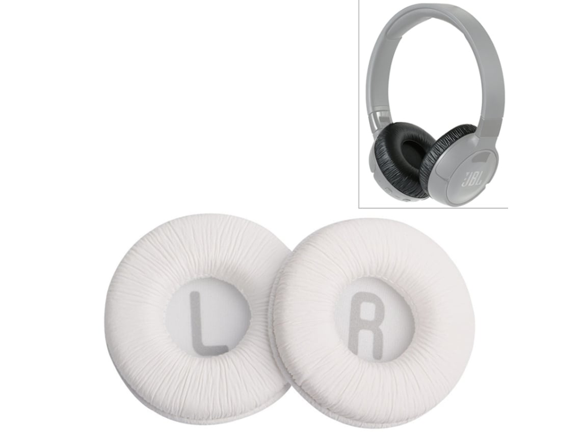 Almohadillas para auriculares JBL T670NC, espuma suave, textura arrugada, color blanco, sin ranuras para tarjetas.
