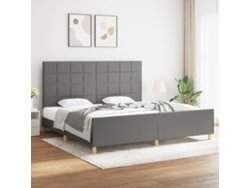 Cama Sin Colchón Tela Gris Oscuro 200x200 Cm