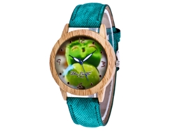 Reloj De Pulsera De Moda Con Esfera De Cara Sonriente Y Correa De Cuero (verde)