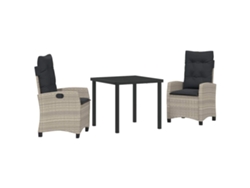 Maison Exclusive - Conjunto De Jantar Para Jardim 3 Pcs Cinzento-claro Vime Pe