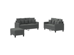 Maison Exclusive - Juego De Sofás Con Cojines 3 Piezas Tela Gris Oscuro