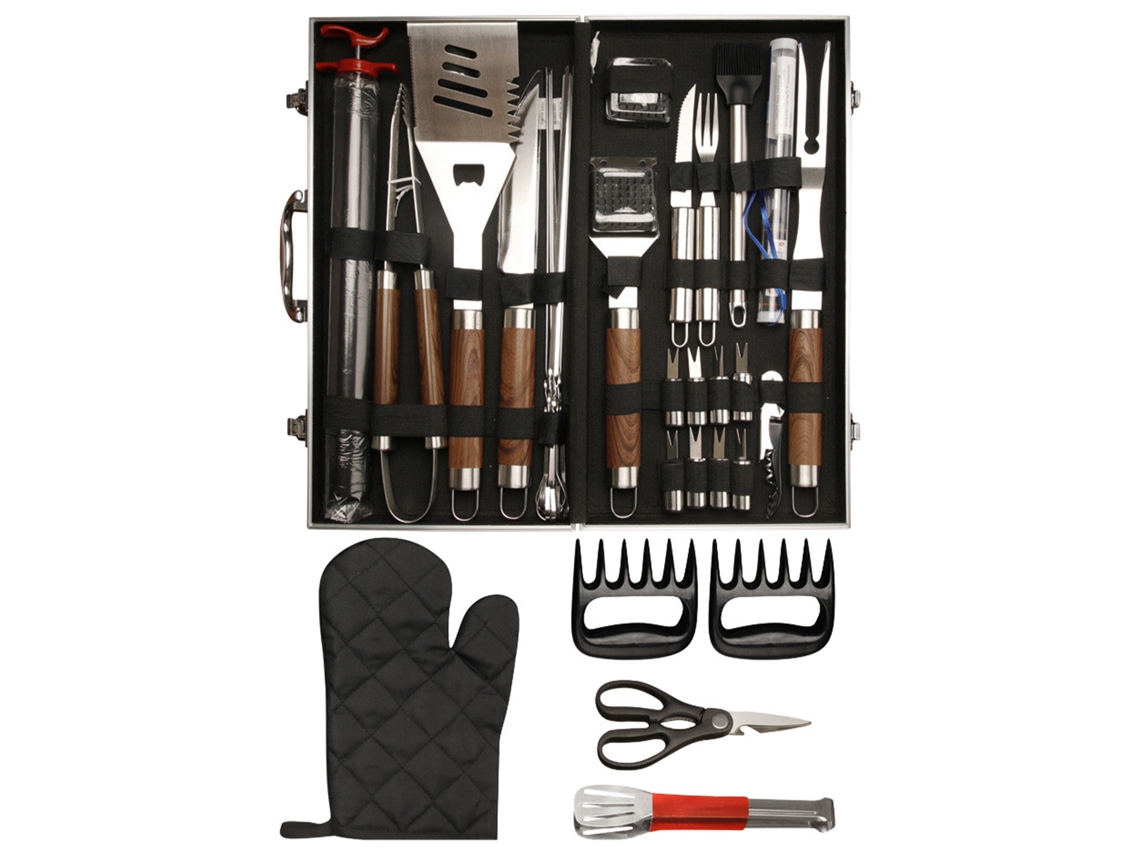 Juego de 38 accesorios para barbacoa en estuche de aluminio
