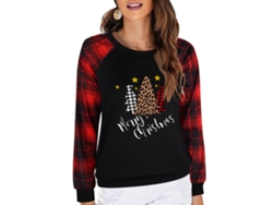 Sudadera Para Mujer Cuello Redondo Manga Larga Patrón Navideño Bordo Talla S