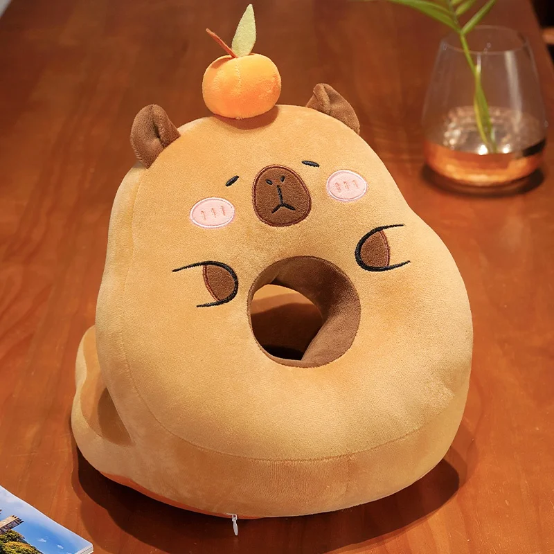 (manzana 30x35cm) Almohada De Peluche Con Diseño De Capibara, Respaldo Para Silla De Oficina Y Soporte Lumbar.