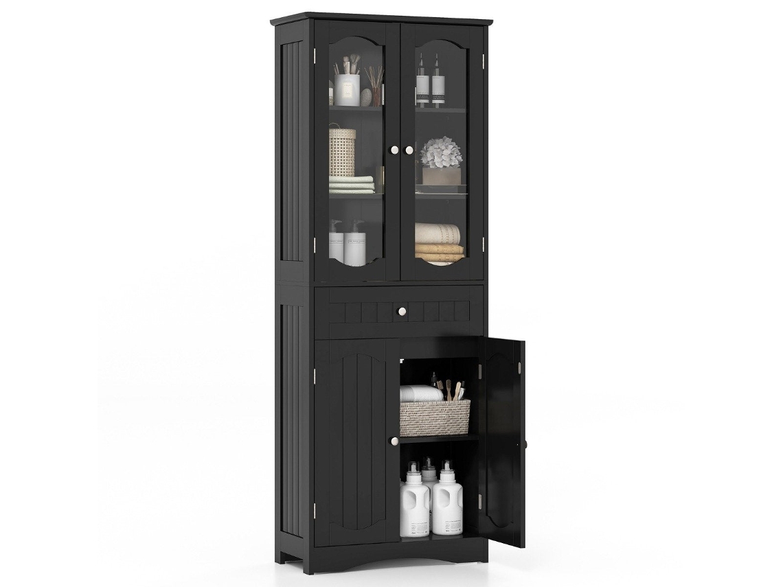 Armario de baño NORTHIX con 4 puertas y cajón, negro.