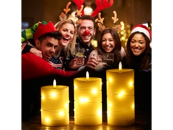2026-3pcs Velas Sin Llama Con Kit De Luces De Cadena Twisteadas Efecto De Luz Constantes Para Fiesta Cena Boda Navidad Decoración Regalo