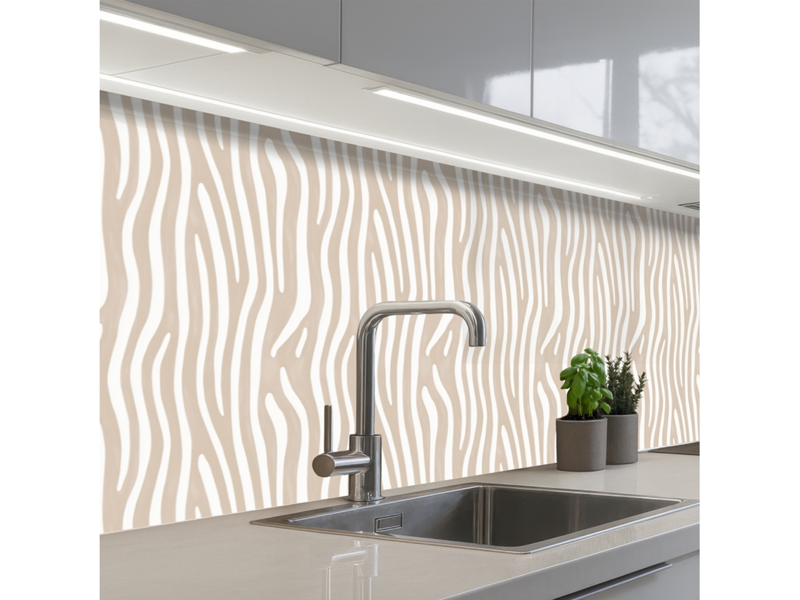 Paneles abstractos para salpicadero de cocina - Cebra - Beige 400x80 cm
