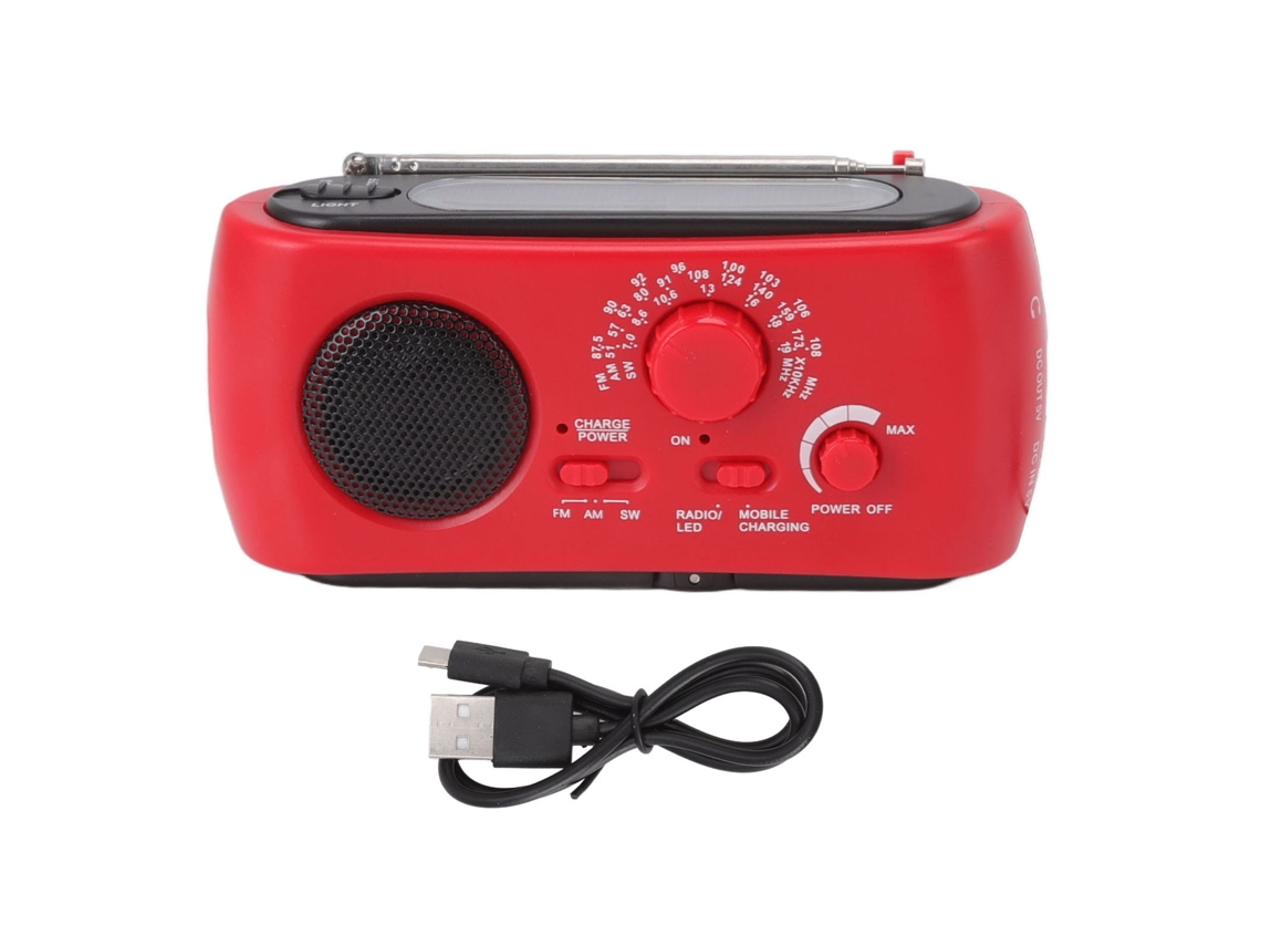 Yncm2026-radio De Emergencia Meteorológica Am Fm Sw Con Banco De Energía Solar Y Manivela Para Camping Outdoor Rojo