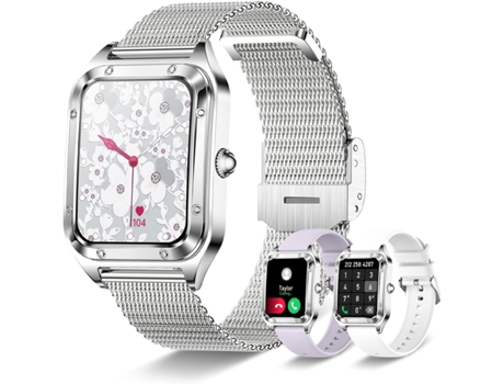 VEANXIN Reloj Inteligente Llamada Recibir Dial Monitor de Sueño Podómetro Rastreador de Actividad Impermeable-Plata