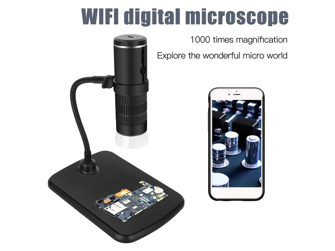 Microscopio Electrónico Industrial Portátil F210 Wifi De 2 Mp Y 1080p Con Aumento De 50-1000x