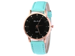 Reloj De Cuarzo Con Correa De Piel Pu, Dial Redondo, Decoración De Strass, Unisex, Zhoulianfa (menta)