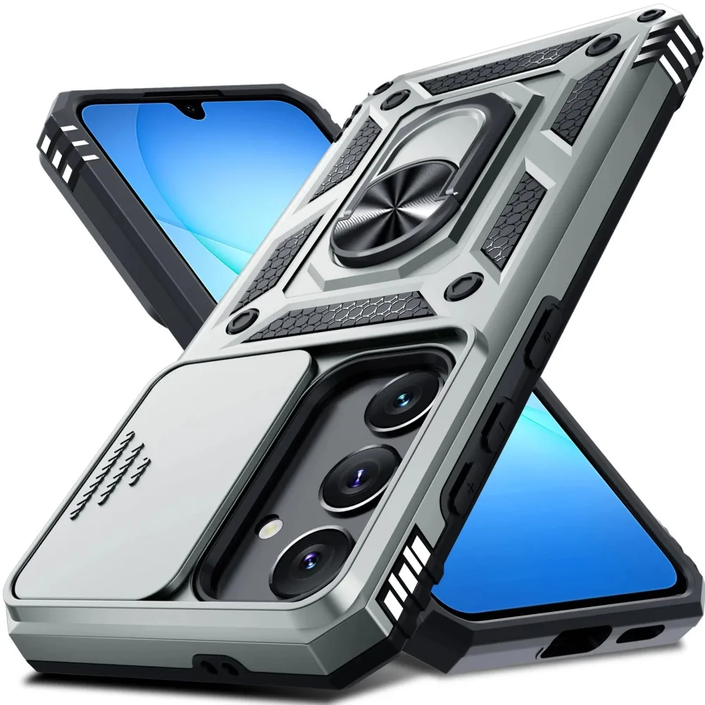 (plata, Galaxy S24) Funda Protectora Resistente Para Samsung, Con Tapa Deslizante Para La Cámara.
