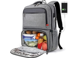 Bolsa térmica para el almuerzo para mujer, mochila térmica con compartimento para el almuerzo, mochila escolar con puerto USB, compatible con computadora portátil Ushion de 15.6 pulgadas