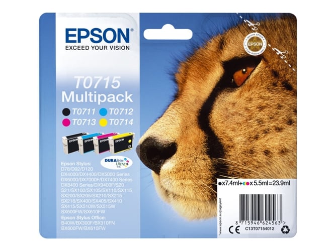 Pack ahorro cartuchos de tinta original EPSON T0715, Guepardo, C13T07154012