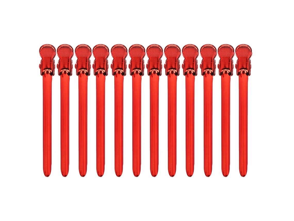 12pcs Pinzas De Pelo En Acero Inoxidable Para Peinados Pinzas De Pato Clips De Peinado Clamps Rojo