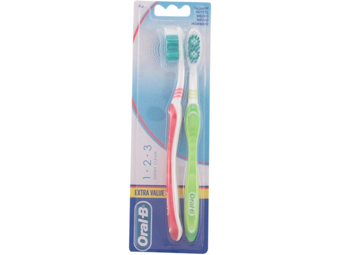 Cepillo de Dientes ORAL-B Shiny Clean Cepillo Dental Medio 2Unidades