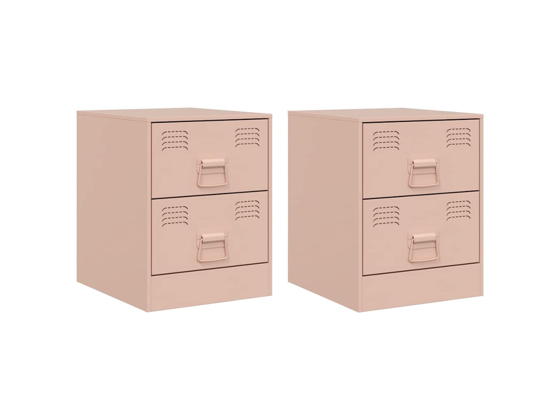 Mesitas de noche de dos piezas, 34,5x39x44 cm, acero rosa, MAISON EXCLUSIVE